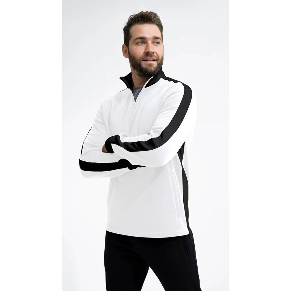 Swet Tailor Stretch Microfleece Quarter Zip Slalom Stripe Snow Pullover Sz XL